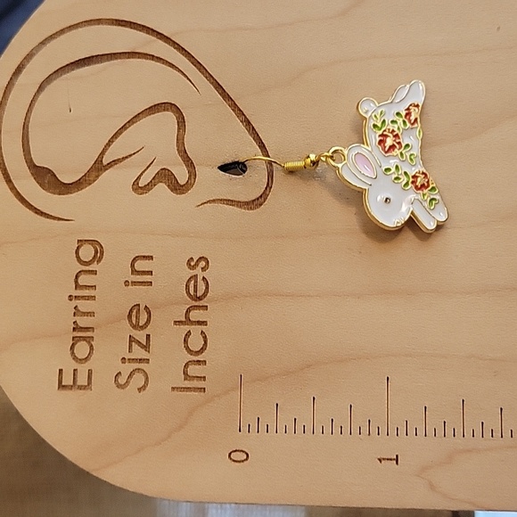 FLORAL WHIMSY Rabbit Charm Earrings, 925 wires - Picture 3 of 6